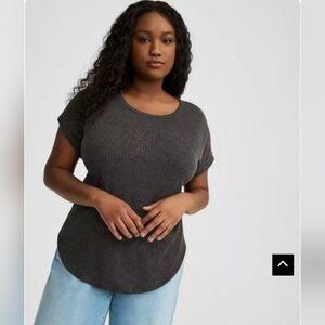 Torrid Gray Ribbed Knit Top